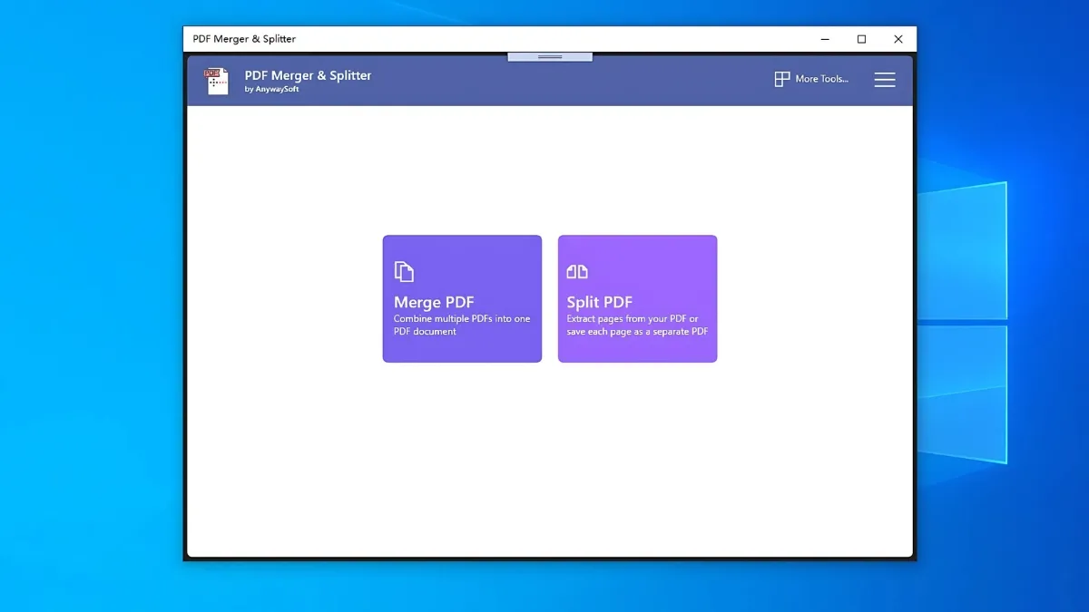 Giao diện phần mềm PDF Split Merge, công cụ hỗ trợ ghép và tách file PDF dễ dàng trên máy tính.