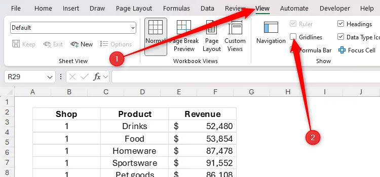 Ẩn đường lưới trong Excel để hình ảnh liên kết dễ đọc hơn