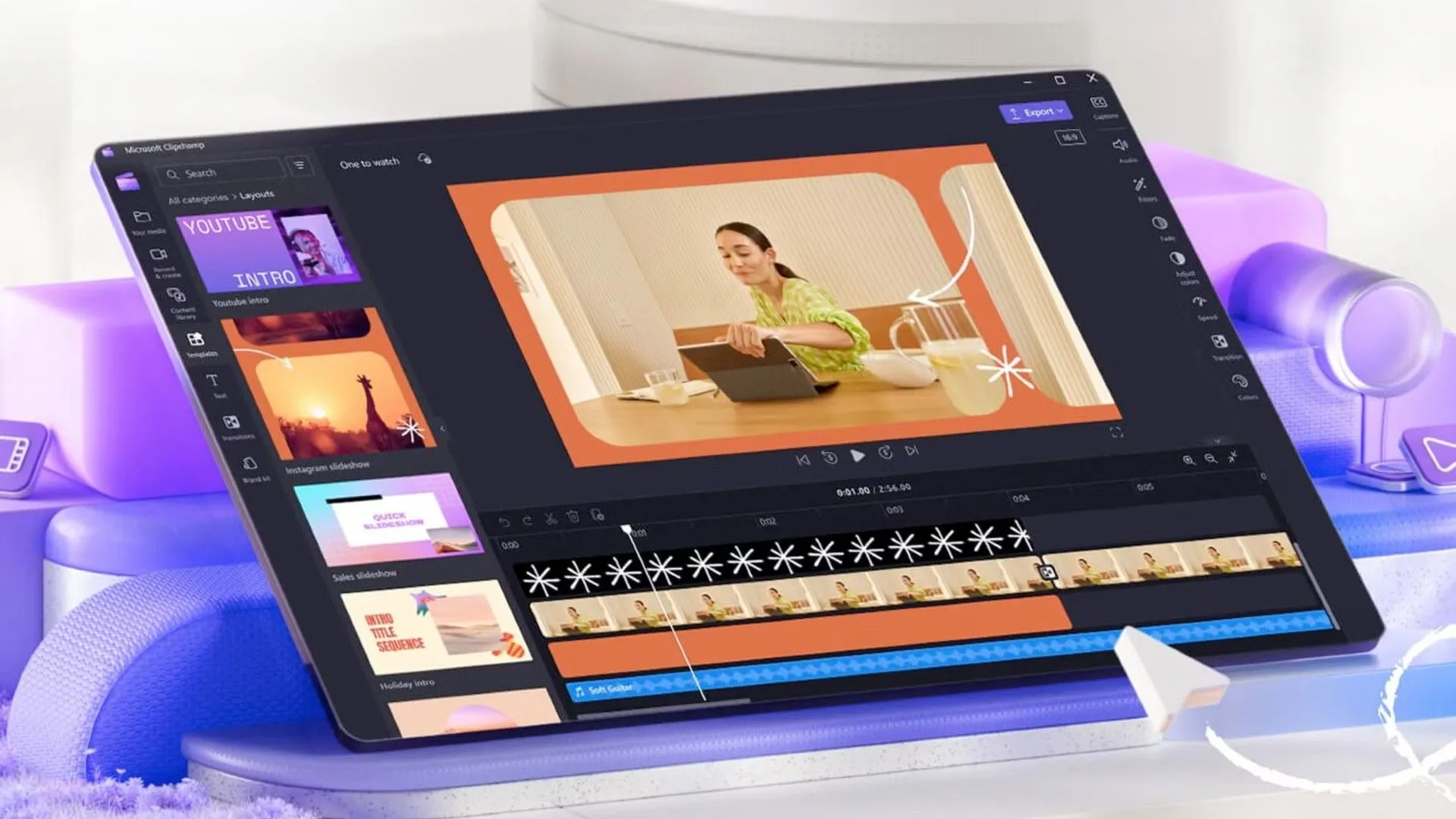 Ảnh chụp màn hình Clipchamp đang chỉnh sửa video