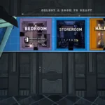 Ảnh chụp màn hình game Blue Prince thể hiện giao diện xây dựng phòng ốc và khám phá biệt thự.