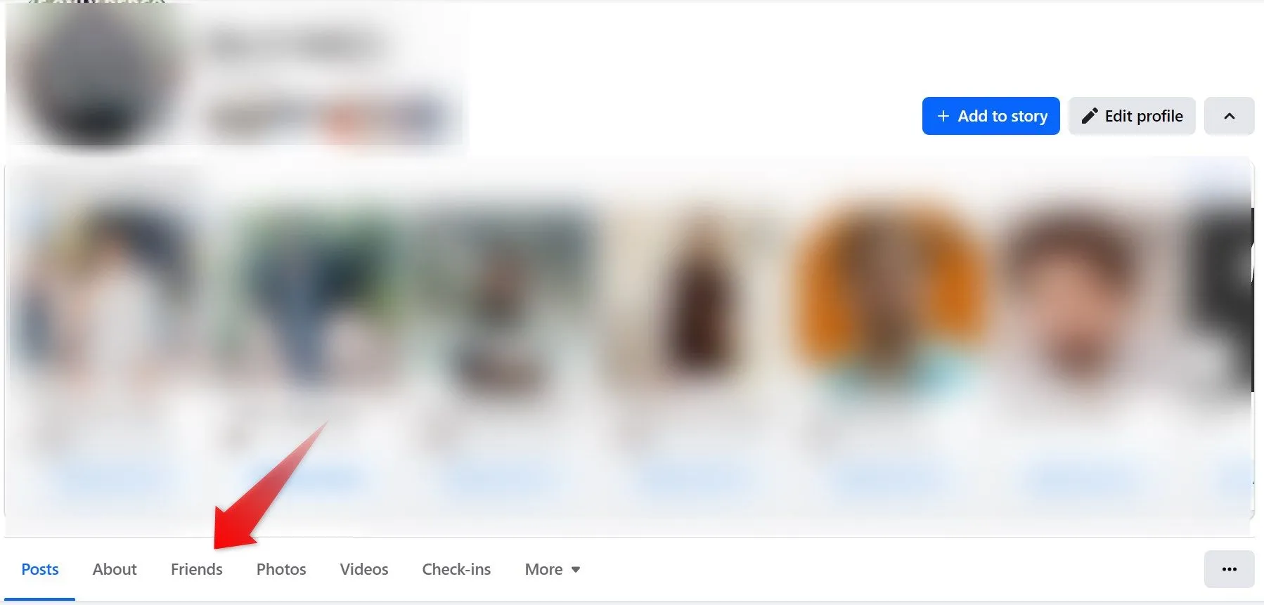 Ảnh chụp màn hình giao diện Facebook trên máy tính, minh họa cách mở danh sách bạn bè để kiểm tra xem ai đó đã hủy kết bạn hay chặn bạn.