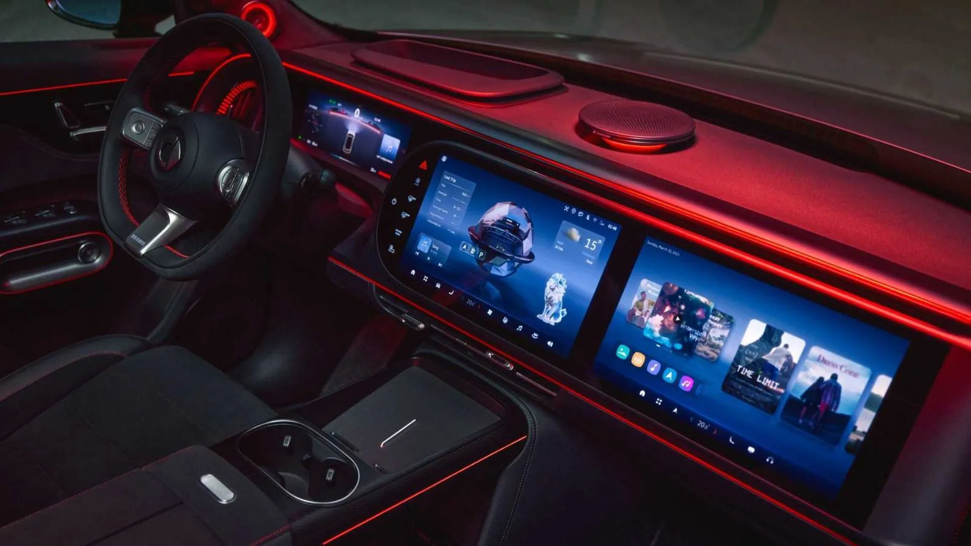 Bảng điều khiển và màn hình giải trí OLED kép của Smart #5 Brabus ban đêm