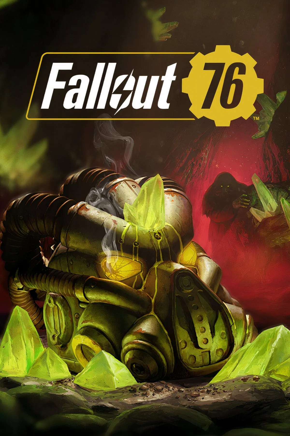 Bìa game Fallout 76 với nhân vật trong bộ đồ Vault Dweller và môi trường hậu tận thế, minh họa game MMO RPG đầy lỗi khi ra mắt.