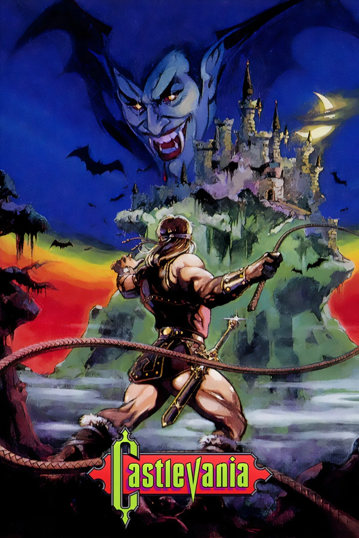 Bìa game và nhân vật biểu tượng từ Castlevania, series game hành động platformer kinh điển với yếu tố Gothic.