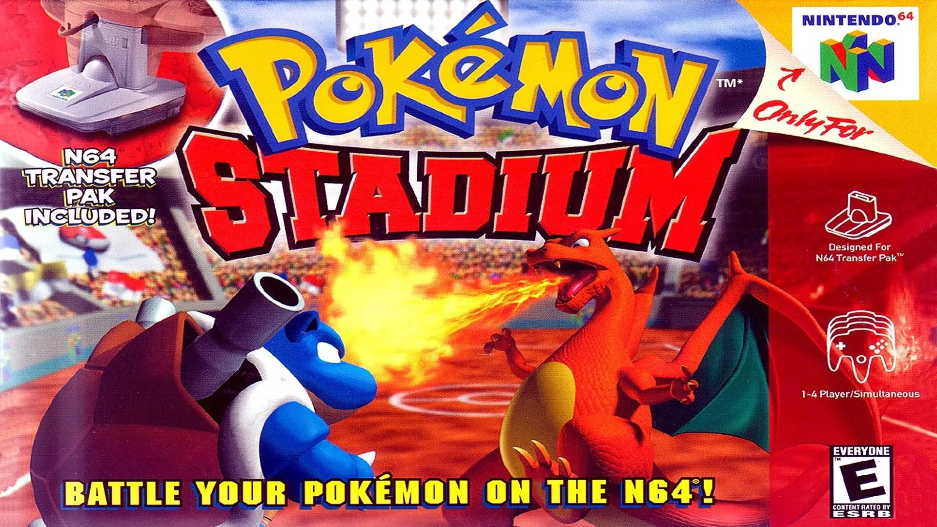 Bìa hộp game Pokémon Stadium, tựa game đầu tiên mang Pokémon lên đồ họa 3D hoàn chỉnh.