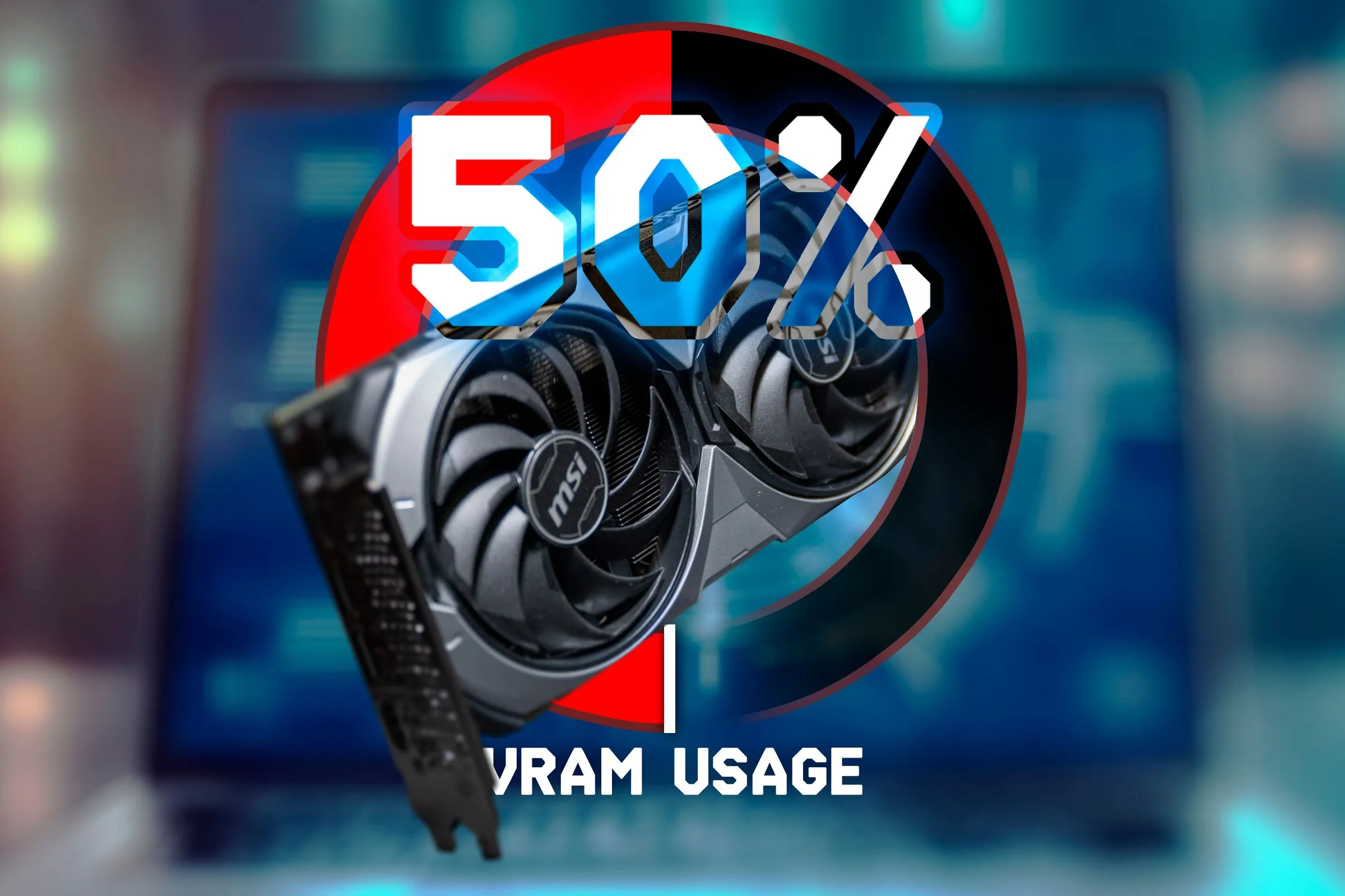 Biểu đồ thể hiện mức sử dụng VRAM của GPU, với card đồ họa ở trung tâm