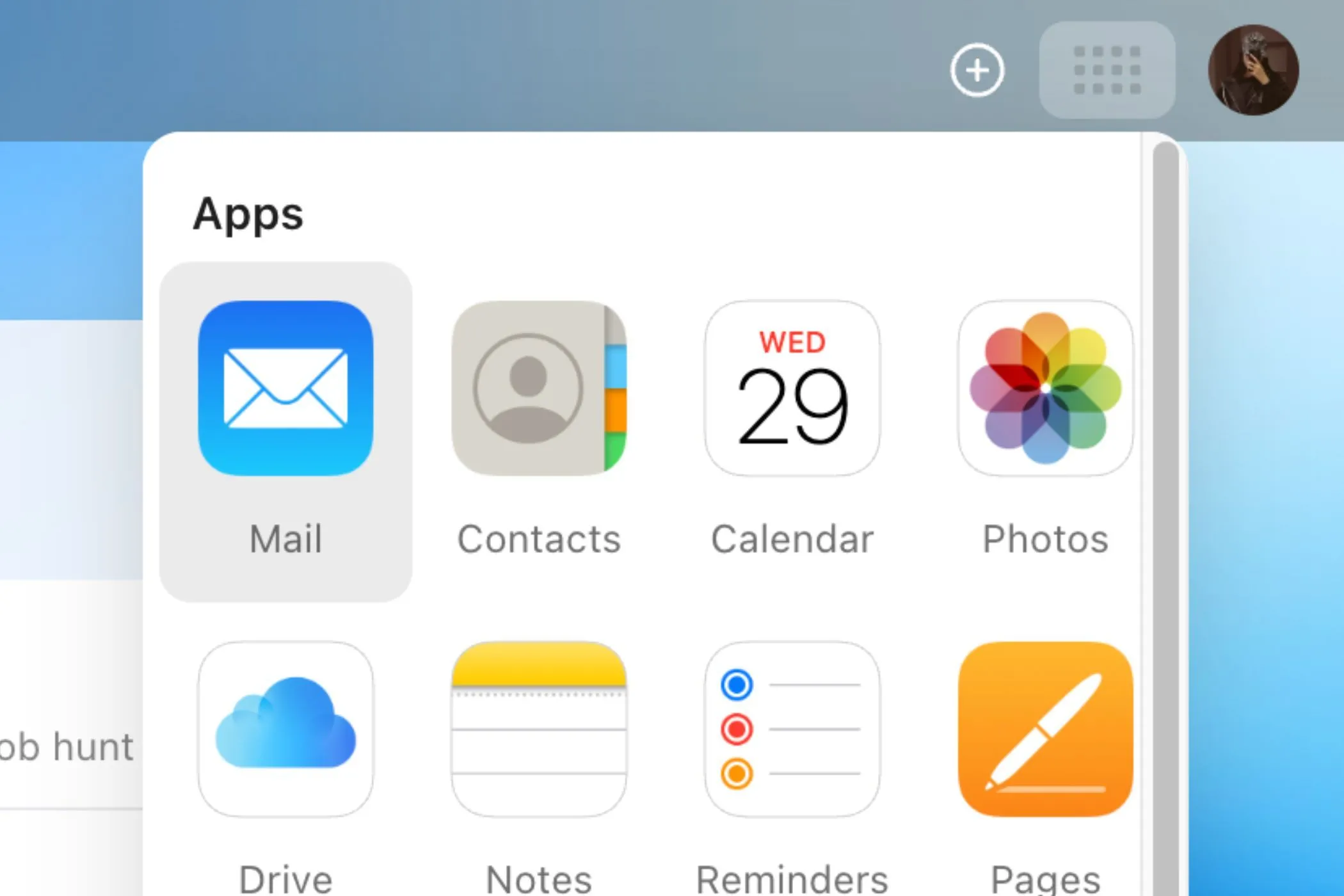 Biểu tượng ứng dụng Mail của Apple trong giao diện web iCloud.