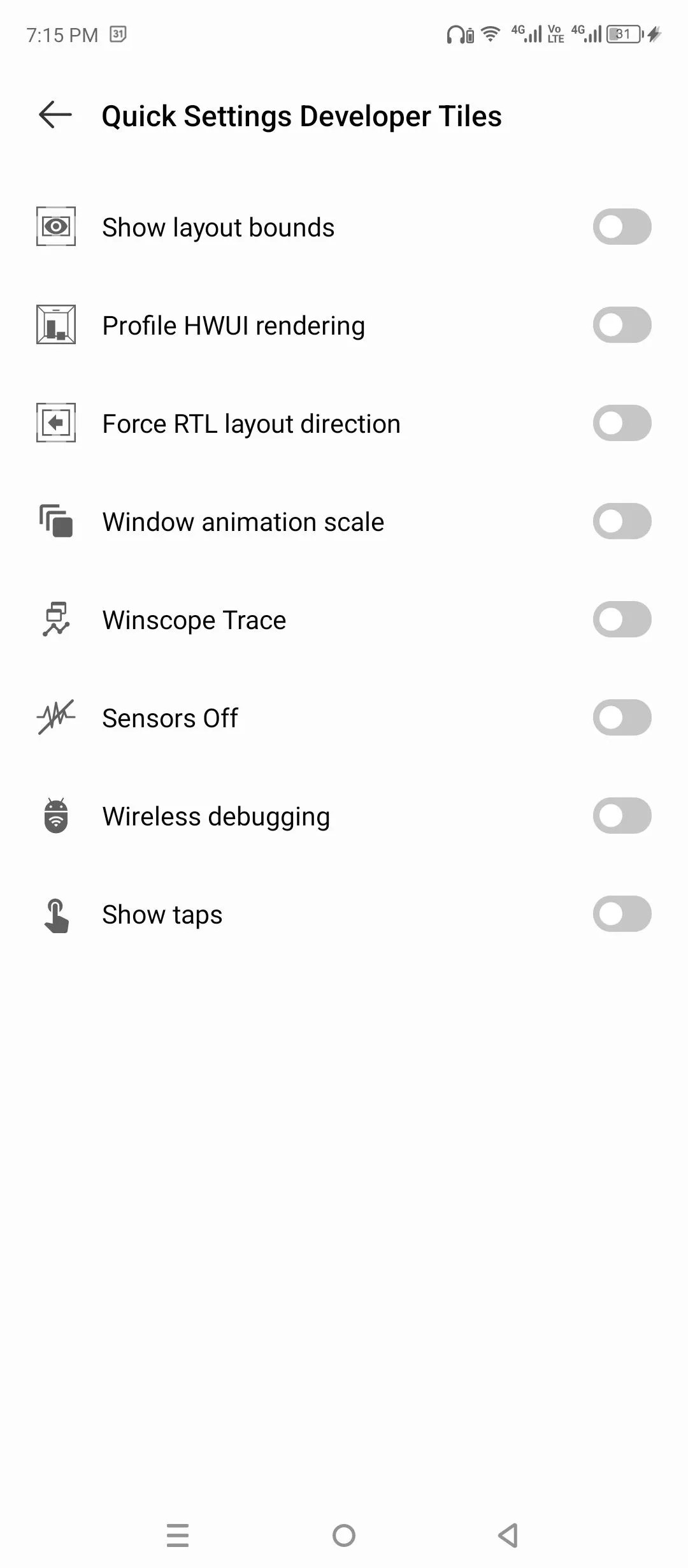 Các ô cài đặt nhanh (Quick Settings Developer Tiles) bổ sung cho người phát triển Android