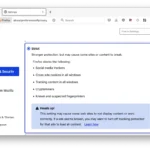 Cài đặt bảo vệ quyền riêng tư nghiêm ngặt trong trình duyệt Firefox.