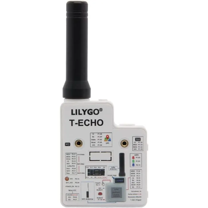 Cận cảnh thiết bị radio LoRa Lilygo T-Echo, một lựa chọn phổ biến cho mạng Meshtastic.