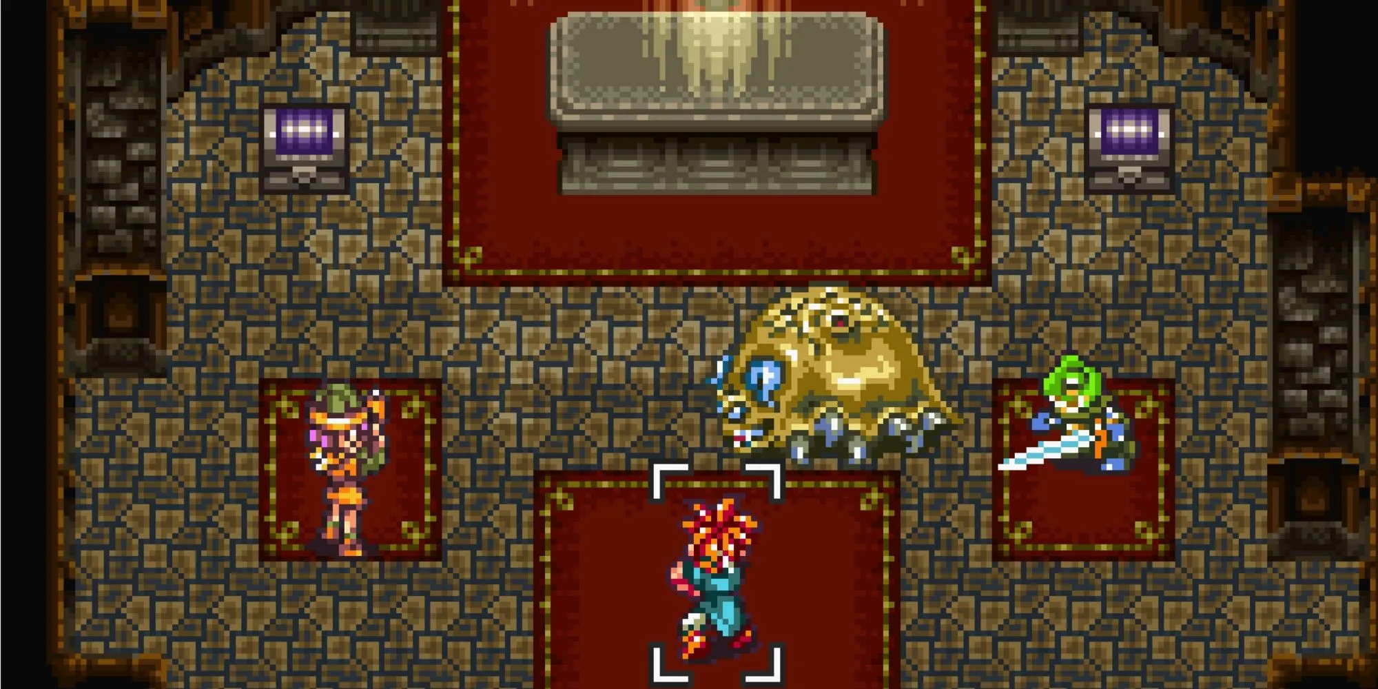 Cảnh chiến đấu boss trong Chrono Trigger, ví dụ về game nhập vai JRPG kinh điển