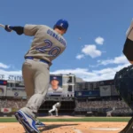 Cầu thủ Josh Donaldson đang đánh bóng trong game MLB The Show, minh họa tính năng tùy chỉnh nhạc nền 'Sounds of the Show'.