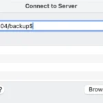 Cửa sổ "Connect to Server" trên macOS hiển thị địa chỉ SMB của máy chủ từ xa.