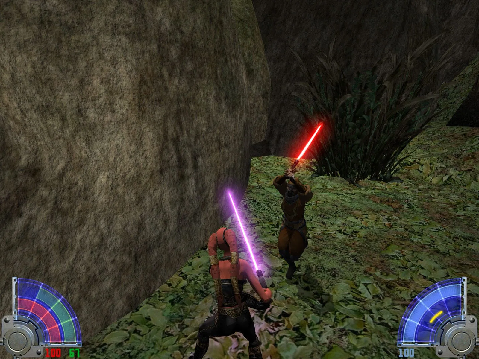 Đấu kiếm ánh sáng trong Star Wars Jedi Academy, game hành động nhập vai.