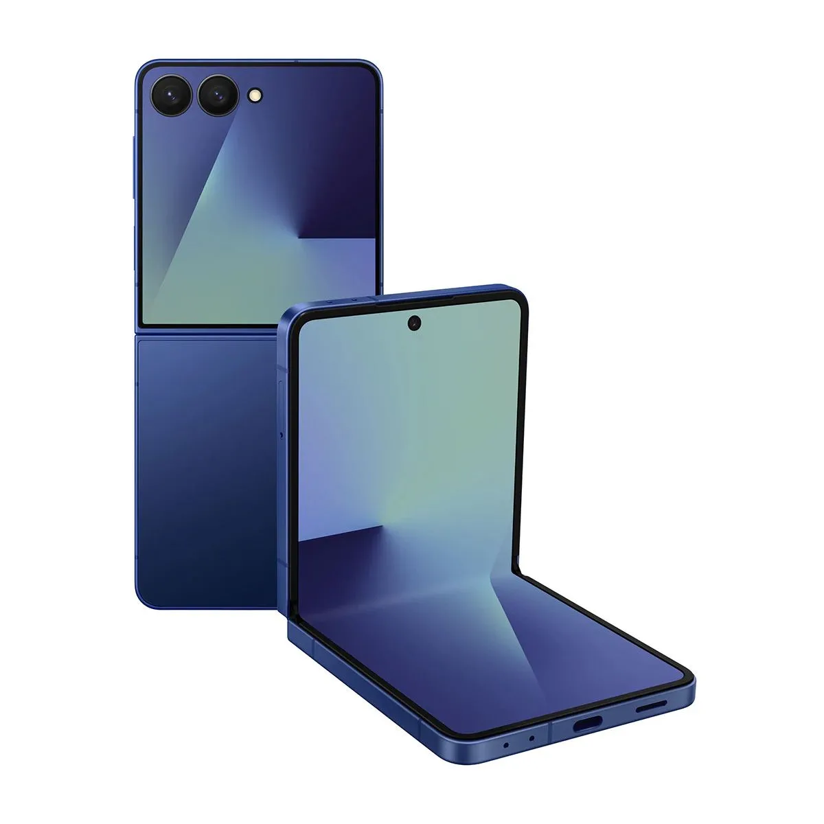 Điện thoại Samsung Galaxy Z Flip 7 với thiết kế gập vỏ sò hiện đại, màn hình chính được mở