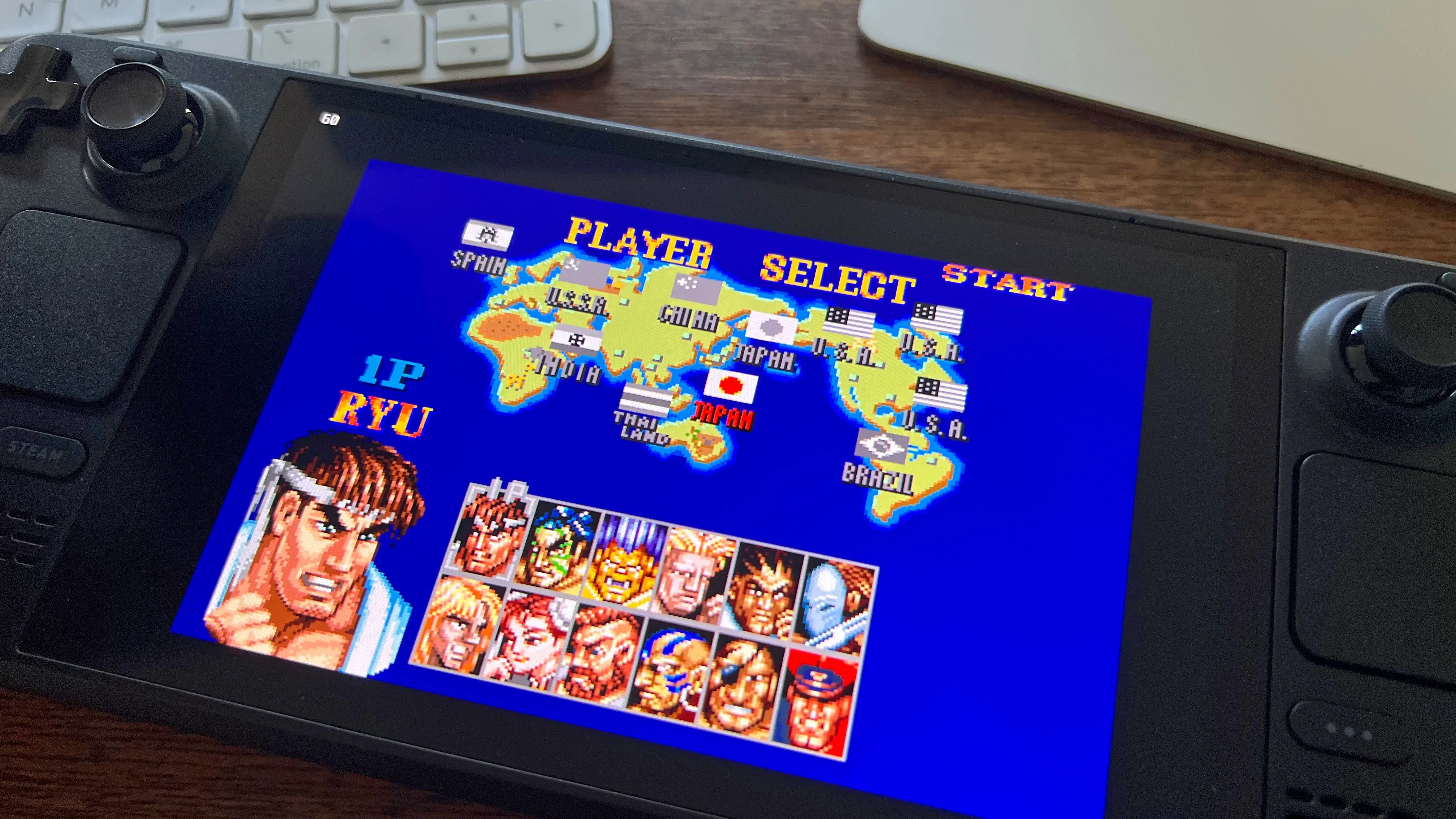 Game Super Street Fighter II Turbo đang chạy trên Steam Deck, minh họa game đối kháng 2D