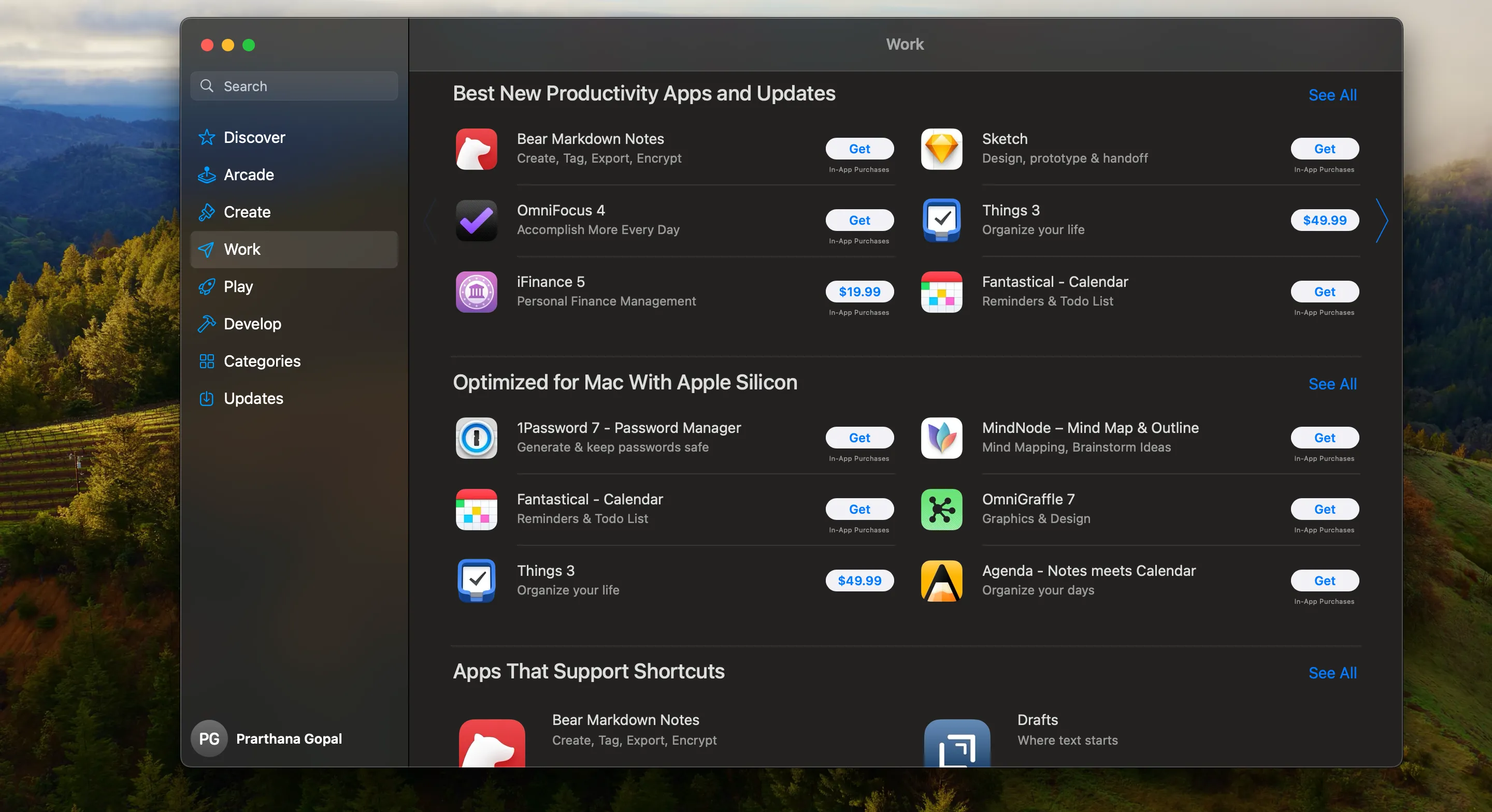 Giao diện App Store trên macOS hiển thị các ứng dụng có sẵn để tải về