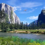 Giao diện chân thực của Microsoft Flight Simulator 2024 hiển thị một khung cảnh thành phố và máy bay trên không, minh họa khả năng mô phỏng thế giới thực của game.