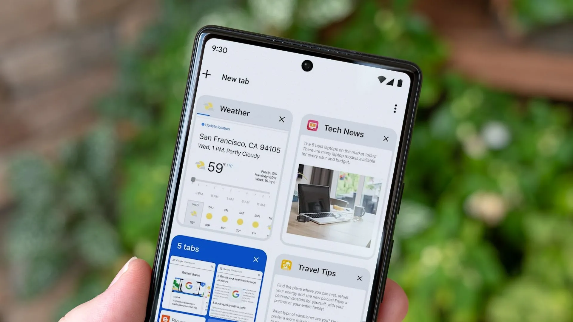 Giao diện Chrome trên điện thoại Android với nhiều tab mở, minh họa tính năng tiện ích mở rộng sắp có trên phiên bản &quot;desktop&quot; của Chrome.
