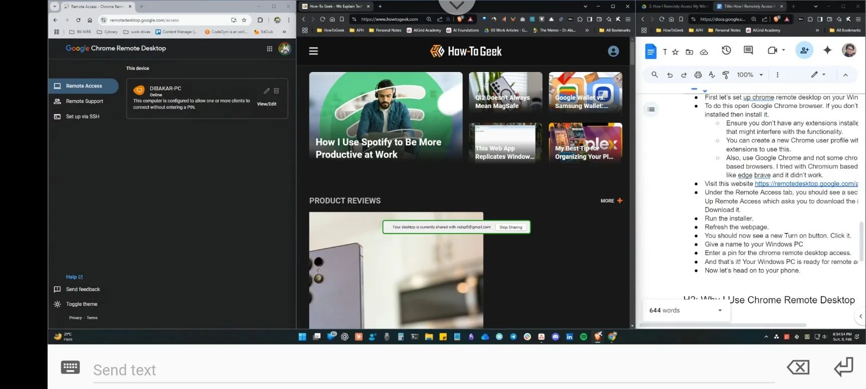 Giao diện điều khiển máy tính Windows từ xa bằng điện thoại Android qua Chrome Remote Desktop