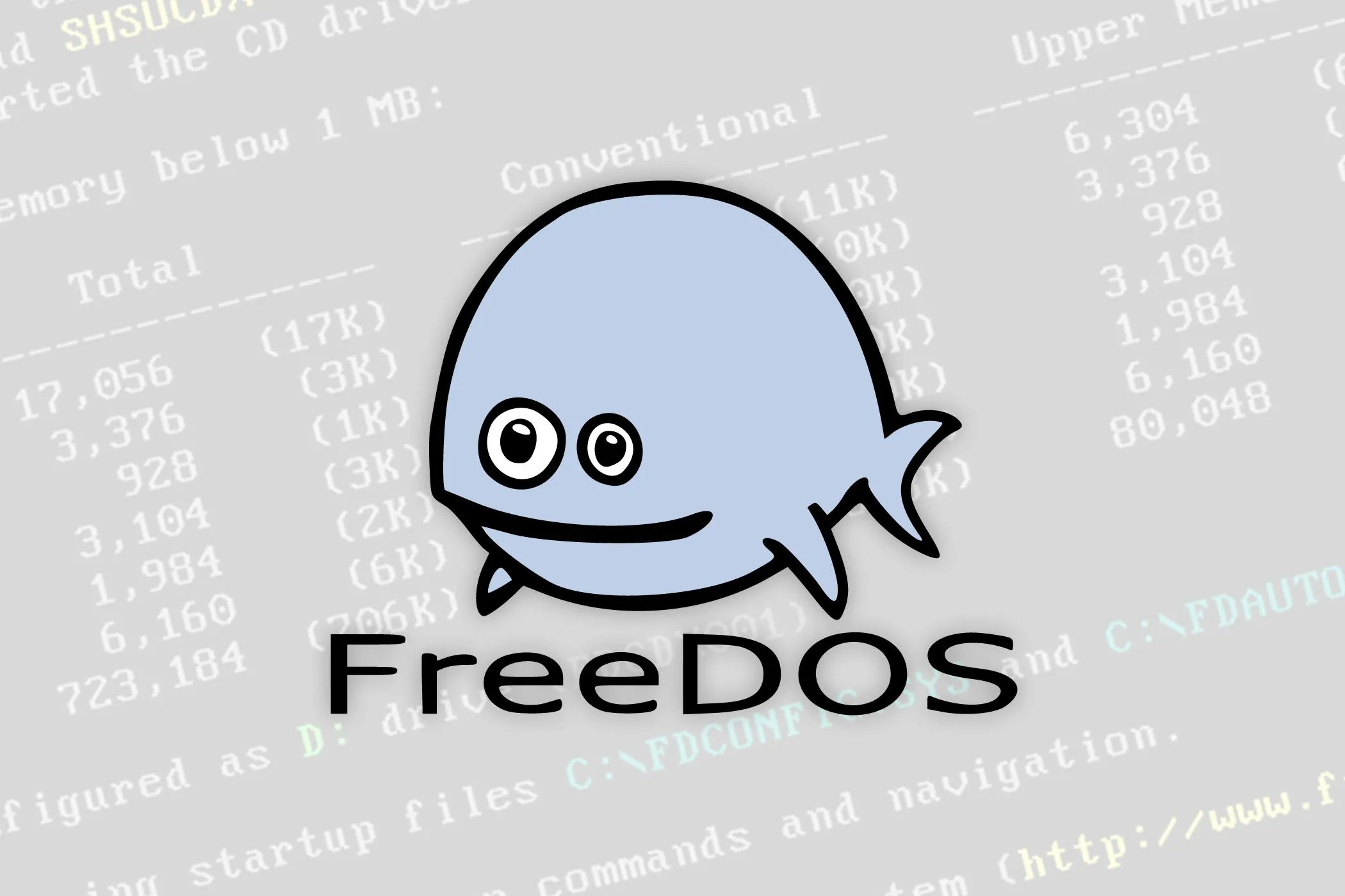 Giao diện dòng lệnh đen trắng của hệ điều hành FreeDOS