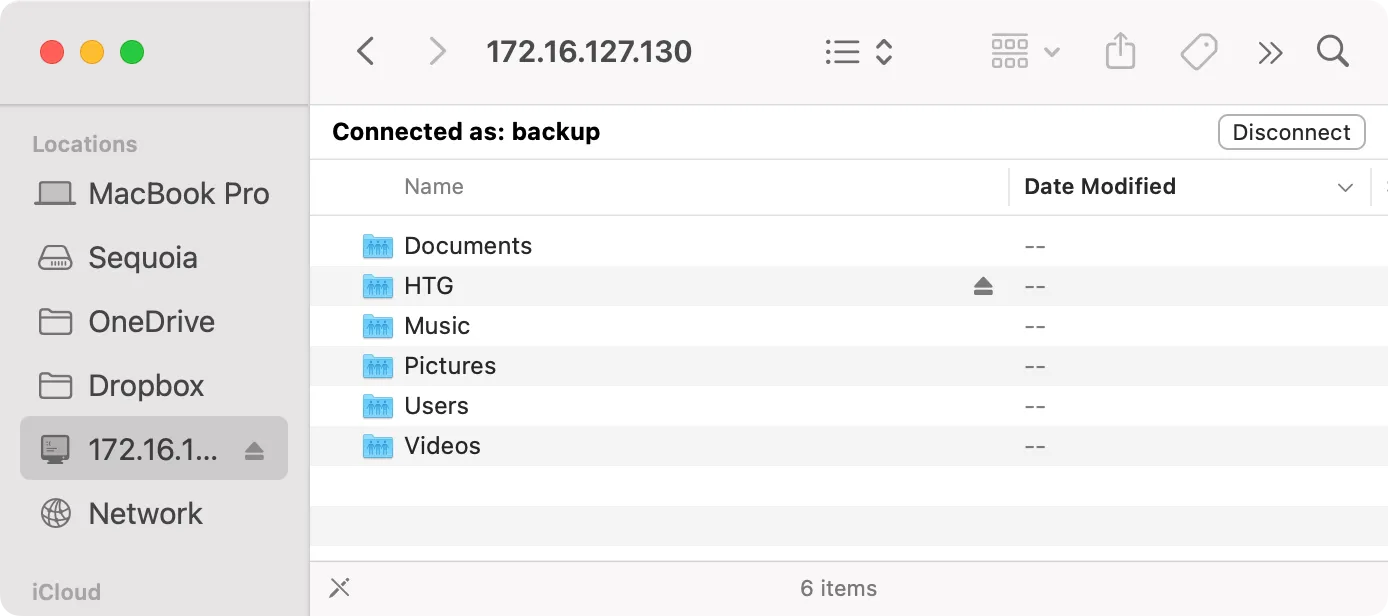 Giao diện Finder trên macOS hiển thị mục &quot;Network&quot; được chọn trong thanh bên, sẵn sàng duyệt các chia sẻ mạng.