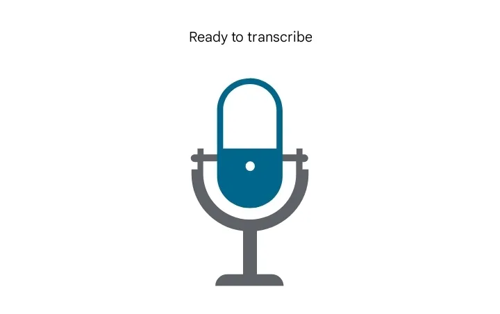 Giao diện Live Transcribe sau khi được kích hoạt, sẵn sàng chuyển giọng nói thành văn bản