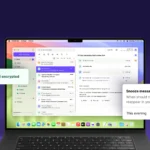 Giao diện người dùng của ứng dụng Proton Mail desktop beta, hiển thị hộp thư đến và các email đã được mã hóa