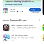 Giao diện tab "Trò chơi" trên Google Play Store với các gợi ý game được xếp hạng cao.
