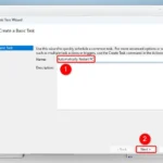 Giao diện Task Scheduler hiển thị các bước tạo tác vụ cơ bản để tự động khởi động lại máy tính Windows 11