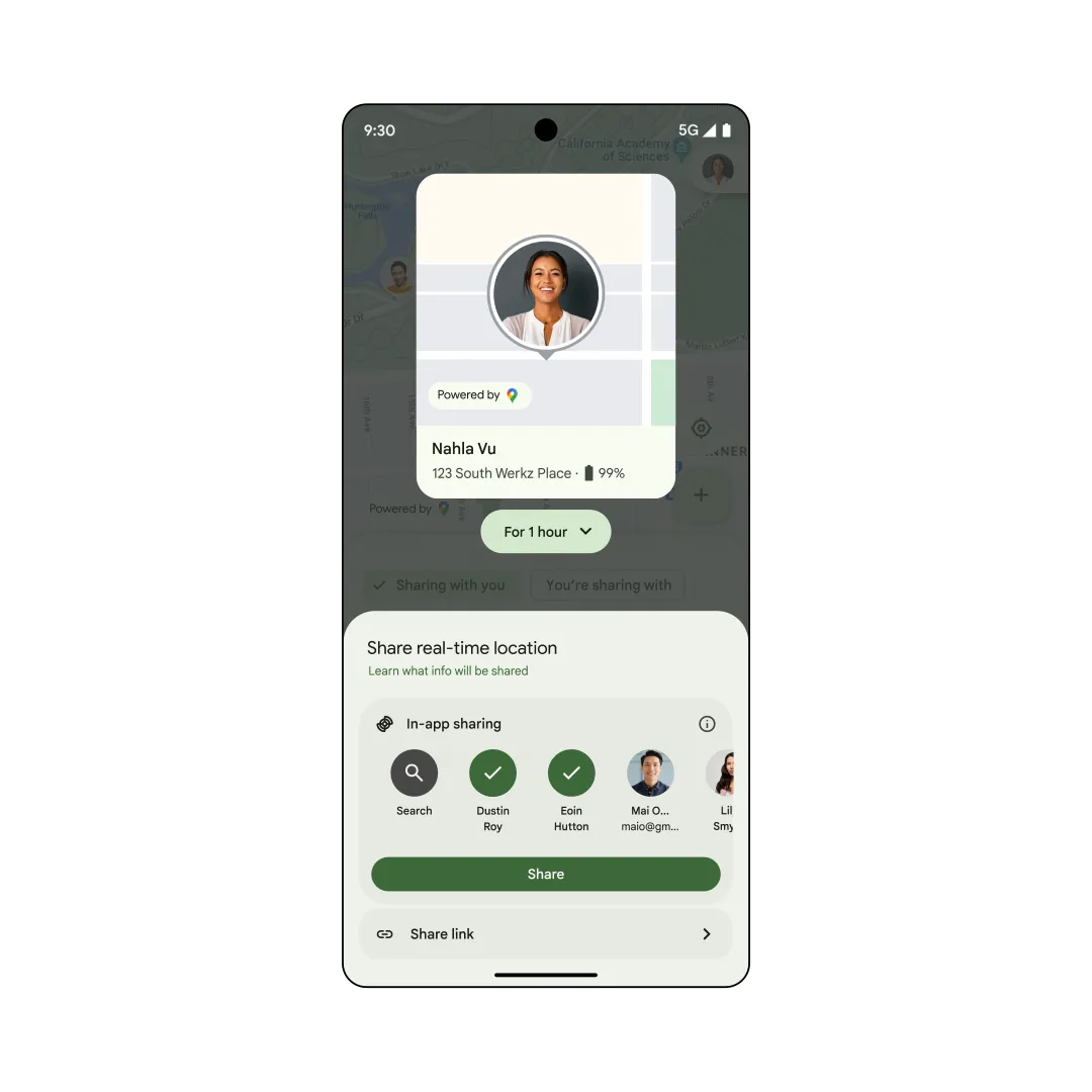 Giao diện theo dõi vị trí trực tiếp của Find My Device