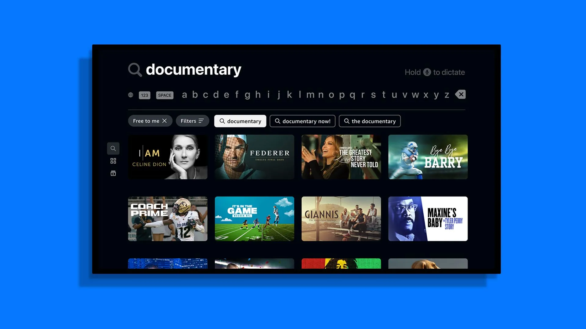 Giao diện tìm kiếm của Prime Video trên Apple TV