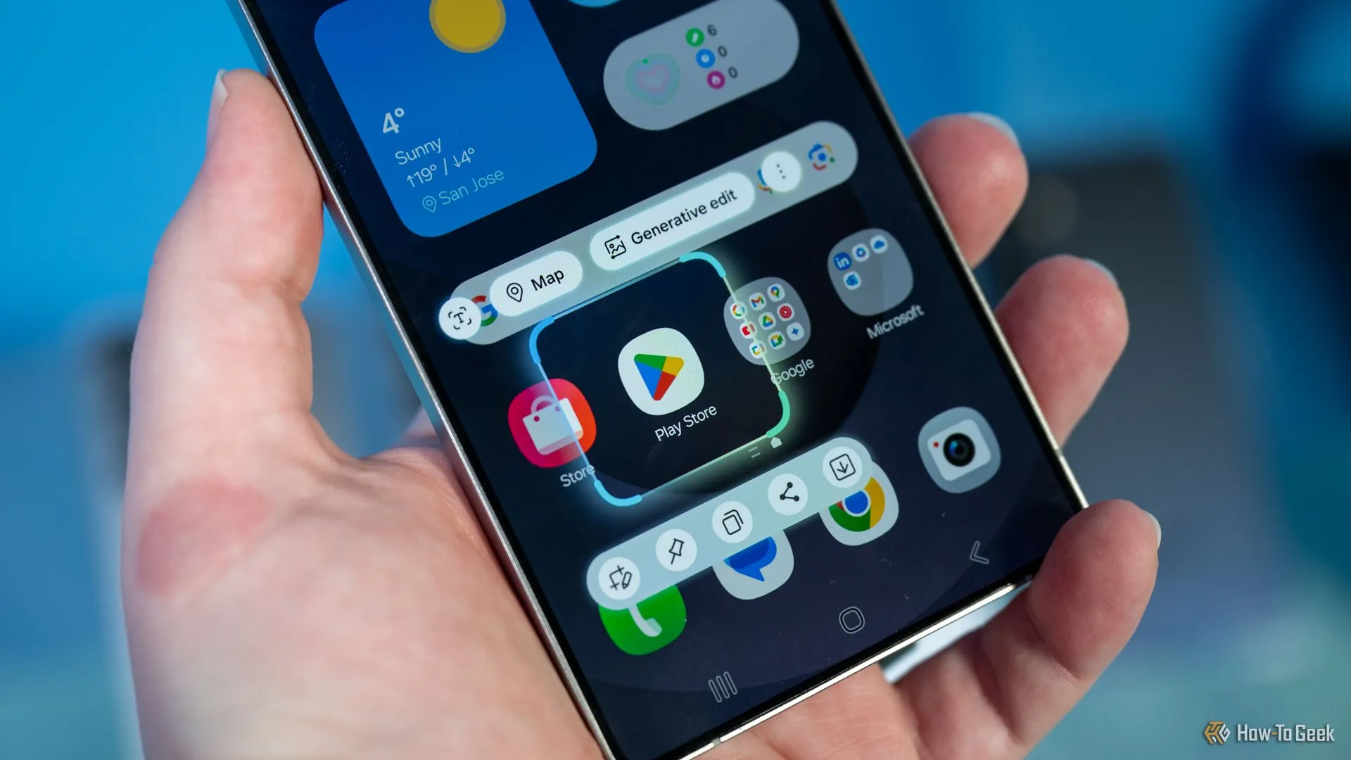 Giao diện tính năng AI Select trên điện thoại Samsung Galaxy S25, hiển thị các tùy chọn thông minh.