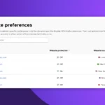 Giao diện tùy chỉnh cài đặt VPN theo từng trang web trong tiện ích mở rộng Mozilla VPN trên trình duyệt Firefox