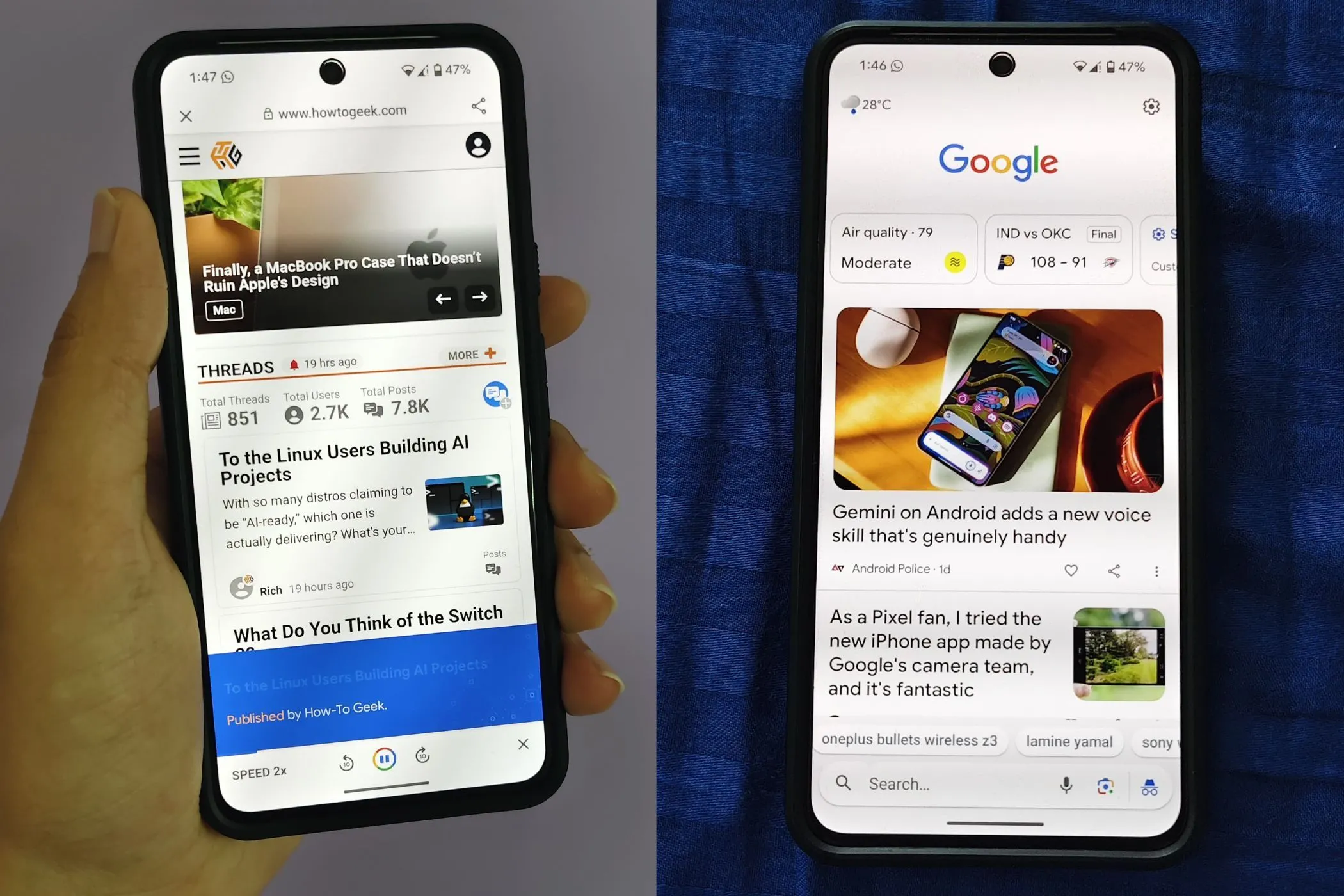 Giao diện ứng dụng Google Go với thanh tìm kiếm được đặt ở cuối màn hình
