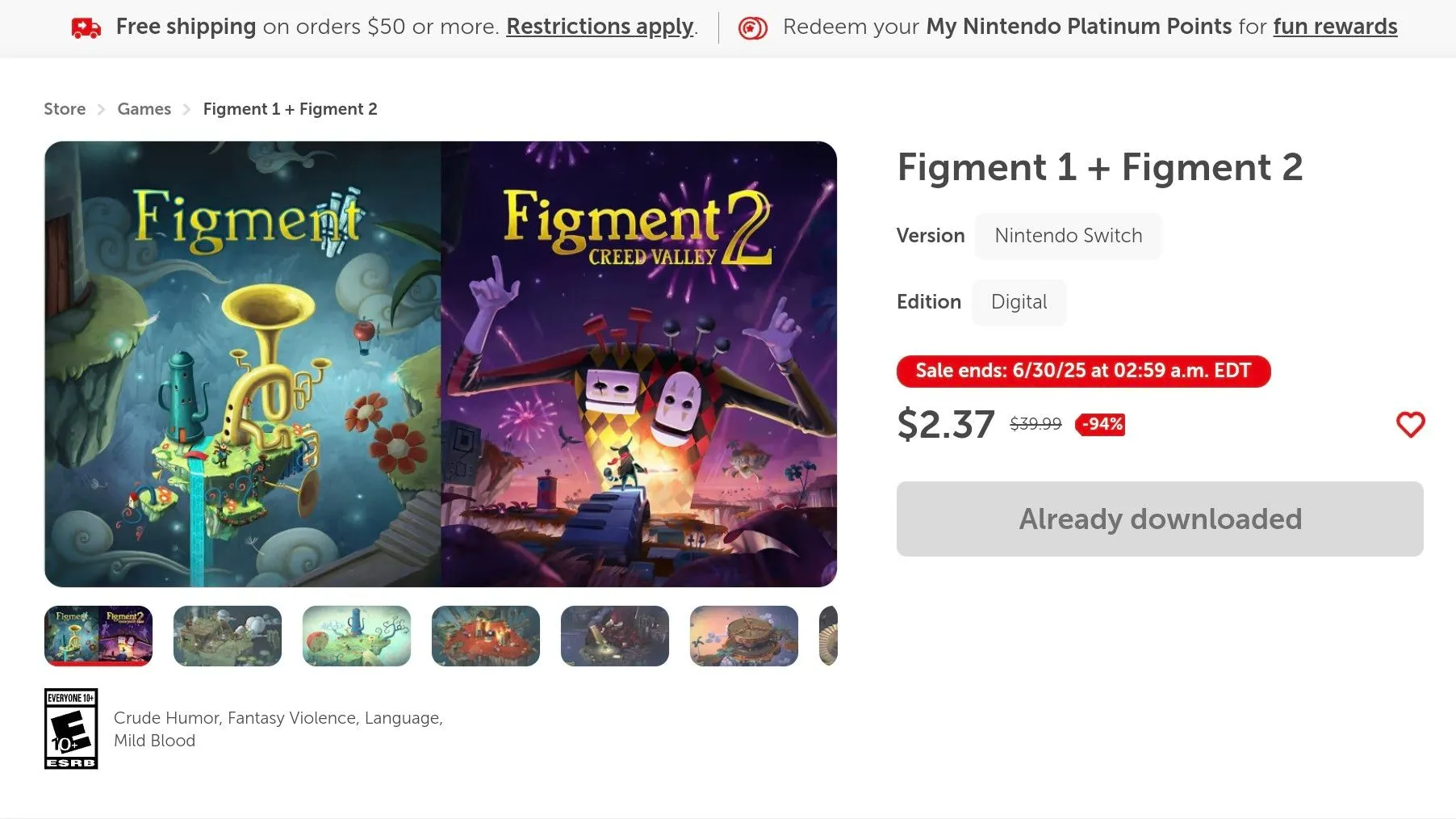 Gói game Figment 1 & 2 được bán ưu đãi trên Nintendo eShop.