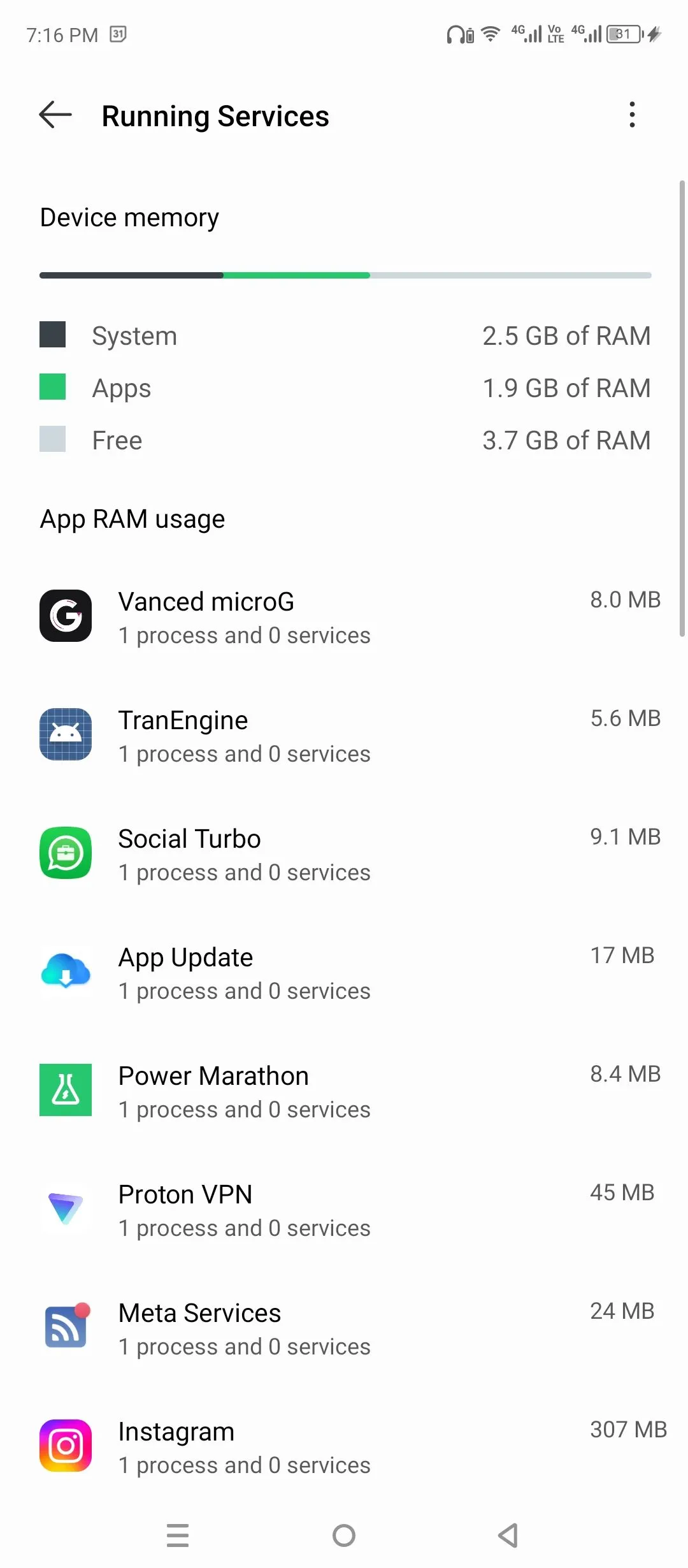 Hiển thị các dịch vụ đang chạy (Running Services) trên Android, tương tự Task Manager của Windows