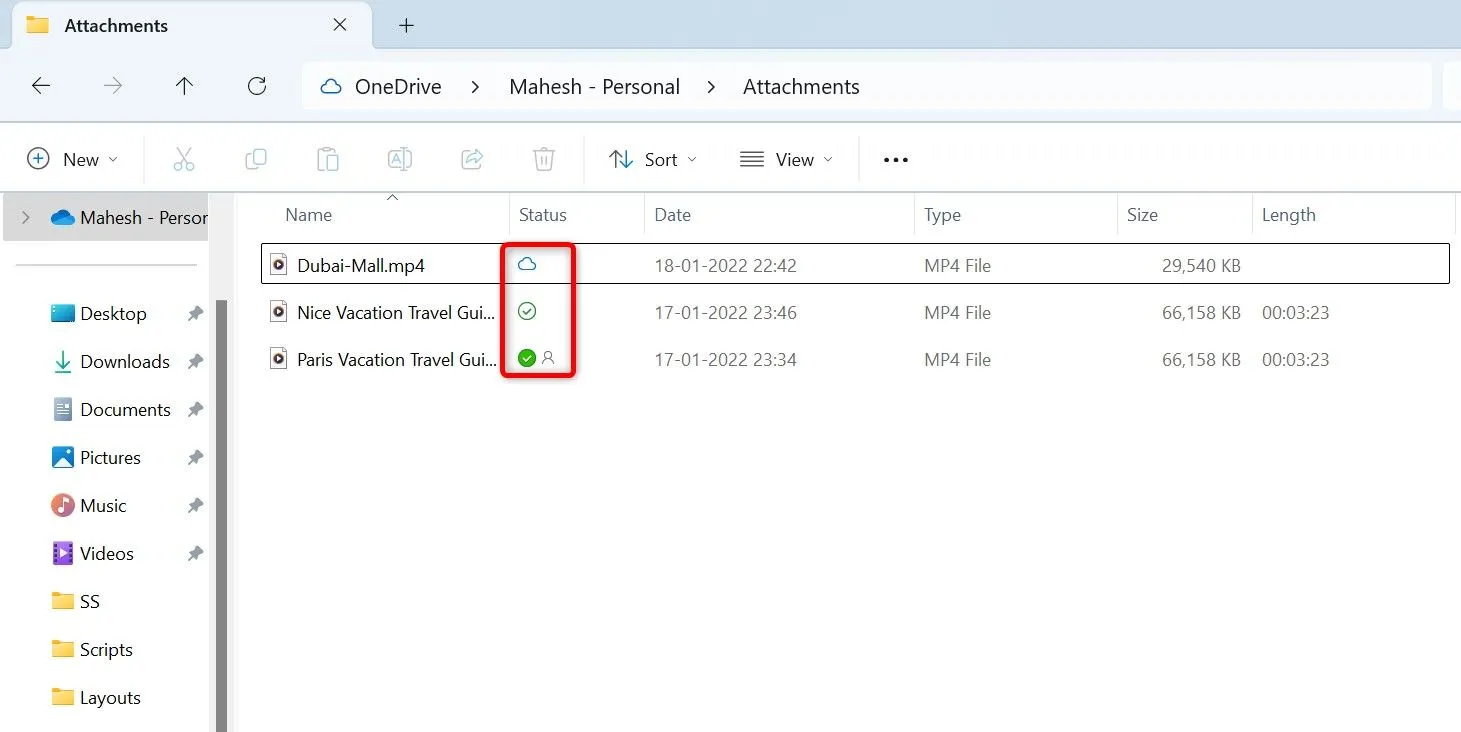 Hiểu các biểu tượng trạng thái của tệp trong OneDrive File Explorer: đám mây, dấu tích rỗng và dấu tích đặc