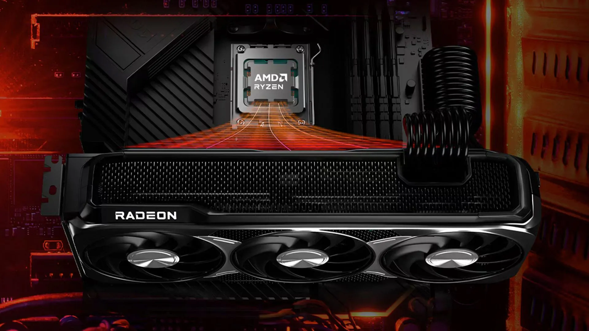 Hình ảnh minh họa card đồ họa AMD RX 9070, đại diện cho sự cải thiện của driver GPU trên Linux.