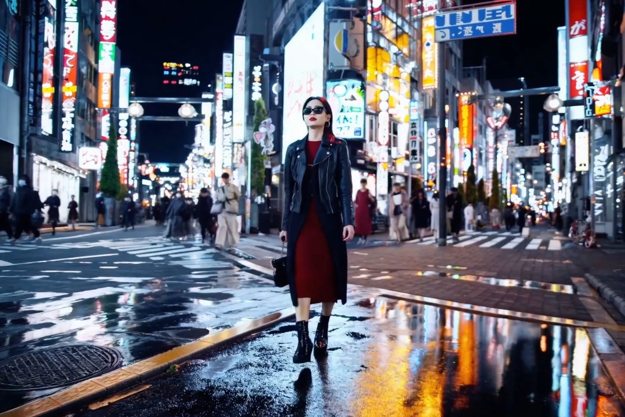 Hình ảnh minh họa một cảnh đêm ở Tokyo, được tạo hoàn toàn bằng mô hình video AI SORA của OpenAI, cho thấy tiềm năng của công nghệ.