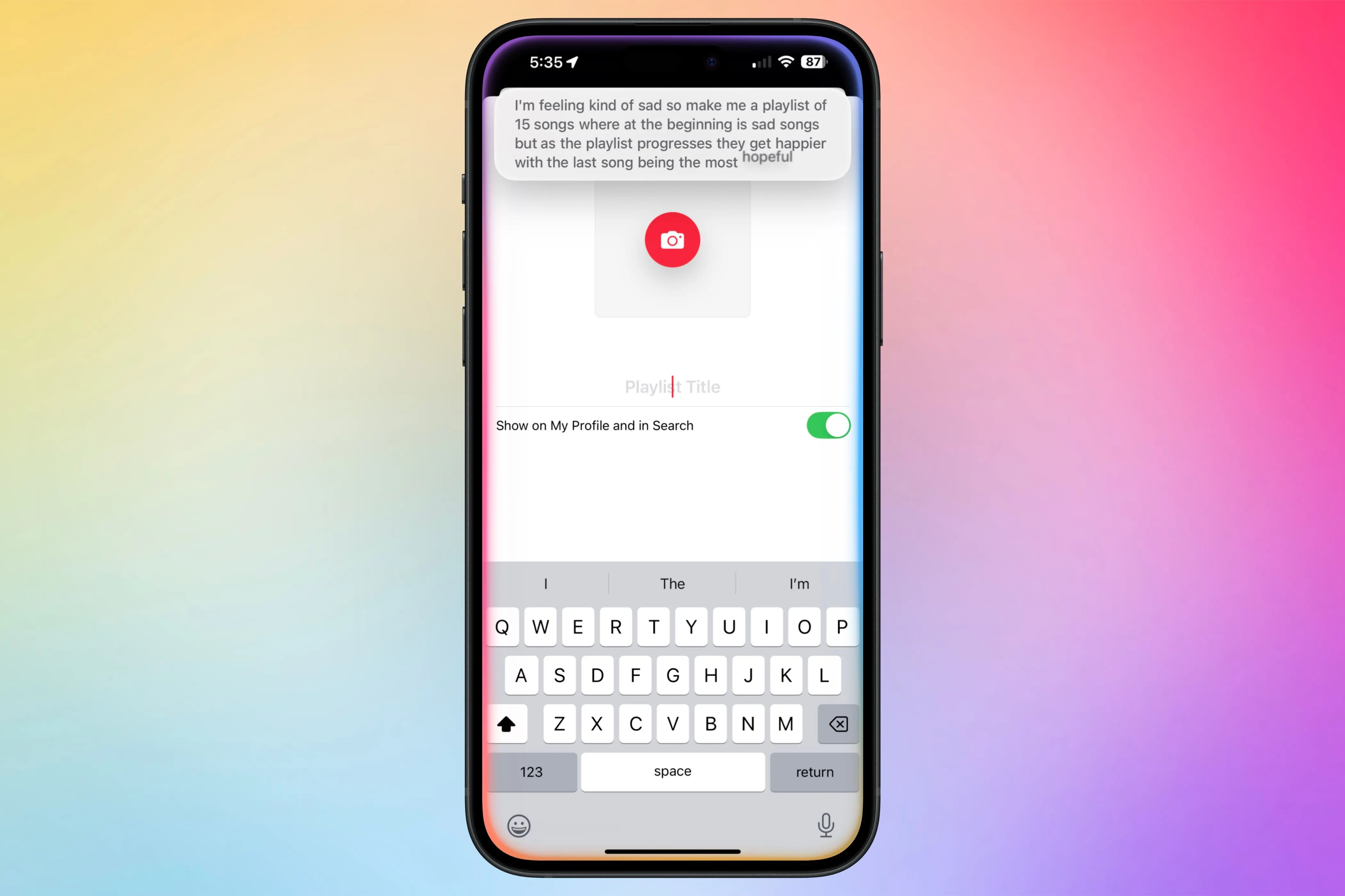Hình ảnh minh họa người dùng ra lệnh cho Siri để tạo playlist dựa trên cảm xúc hoặc yêu cầu cụ thể, cho thấy tiềm năng của Apple Intelligence trong việc quản lý âm nhạc.