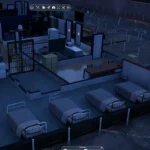 Hình ảnh nhà tù trong game InZOI với giường, thức ăn và khu vệ sinh, thể hiện hệ thống hậu quả thực tế.