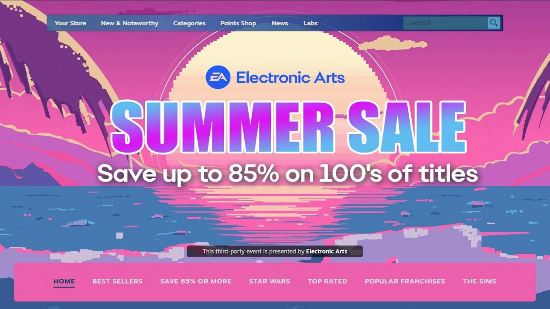Hình ảnh quảng cáo cho sự kiện Steam Summer Sale 2025, cho thấy cơ hội mua game giảm giá