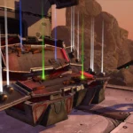 Hình ảnh screenshot chính thức từ Borderlands 1 Enhanced Edition, minh họa phong cách đồ họa cel-shaded độc đáo và cảnh chiến đấu đặc trưng của game.