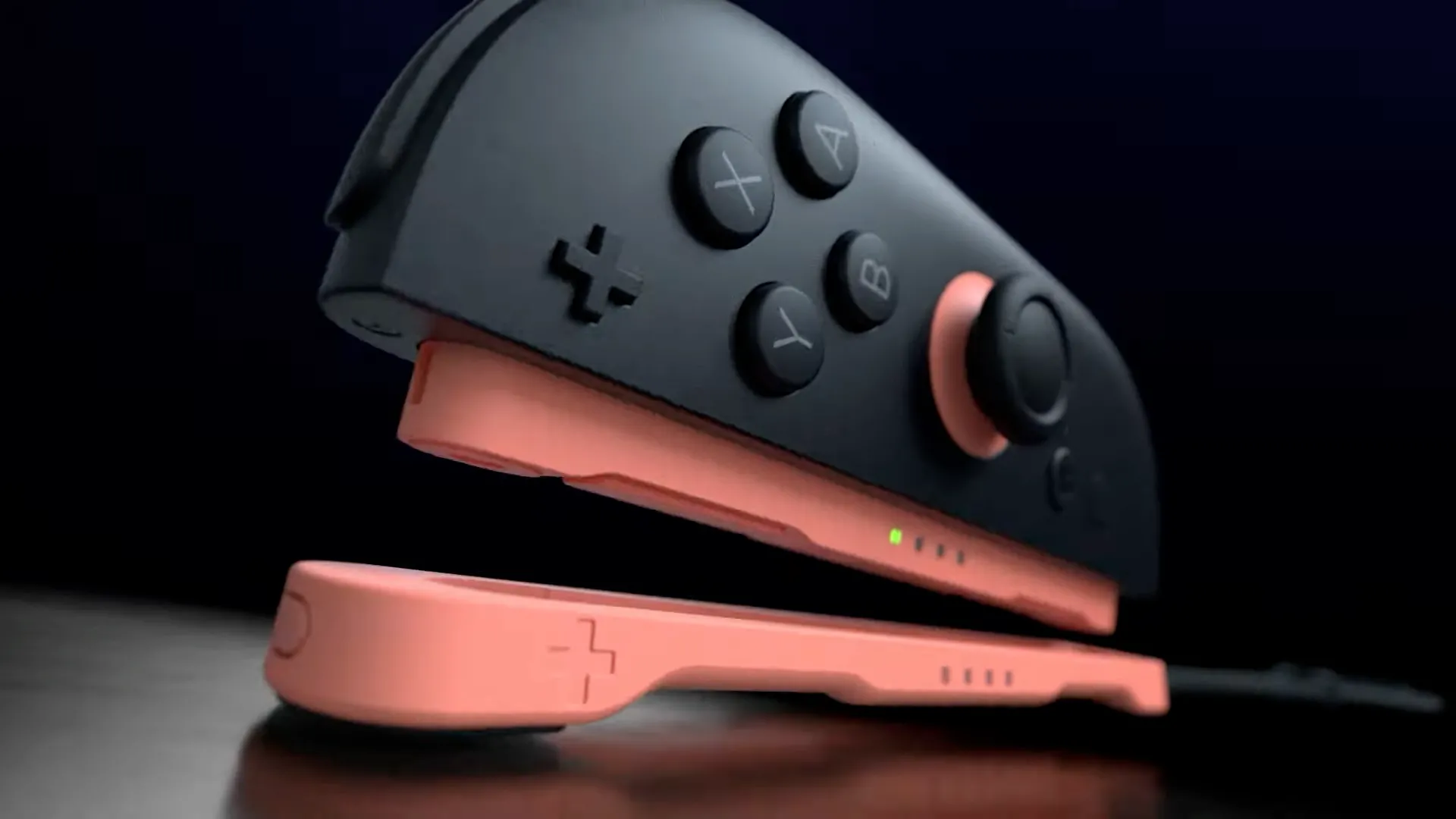Hình ảnh tay cầm Joy-Con của Nintendo Switch 2 khi được gắn vào phụ kiện để sử dụng như một con chuột, thể hiện chế độ chuột.