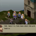 Hình ảnh thể hiện một sự kiện quan trọng trong cốt truyện Final Fantasy Tactics, nơi Ramza Beoulve và Delita Heiral đối mặt với những lựa chọn khó khăn.