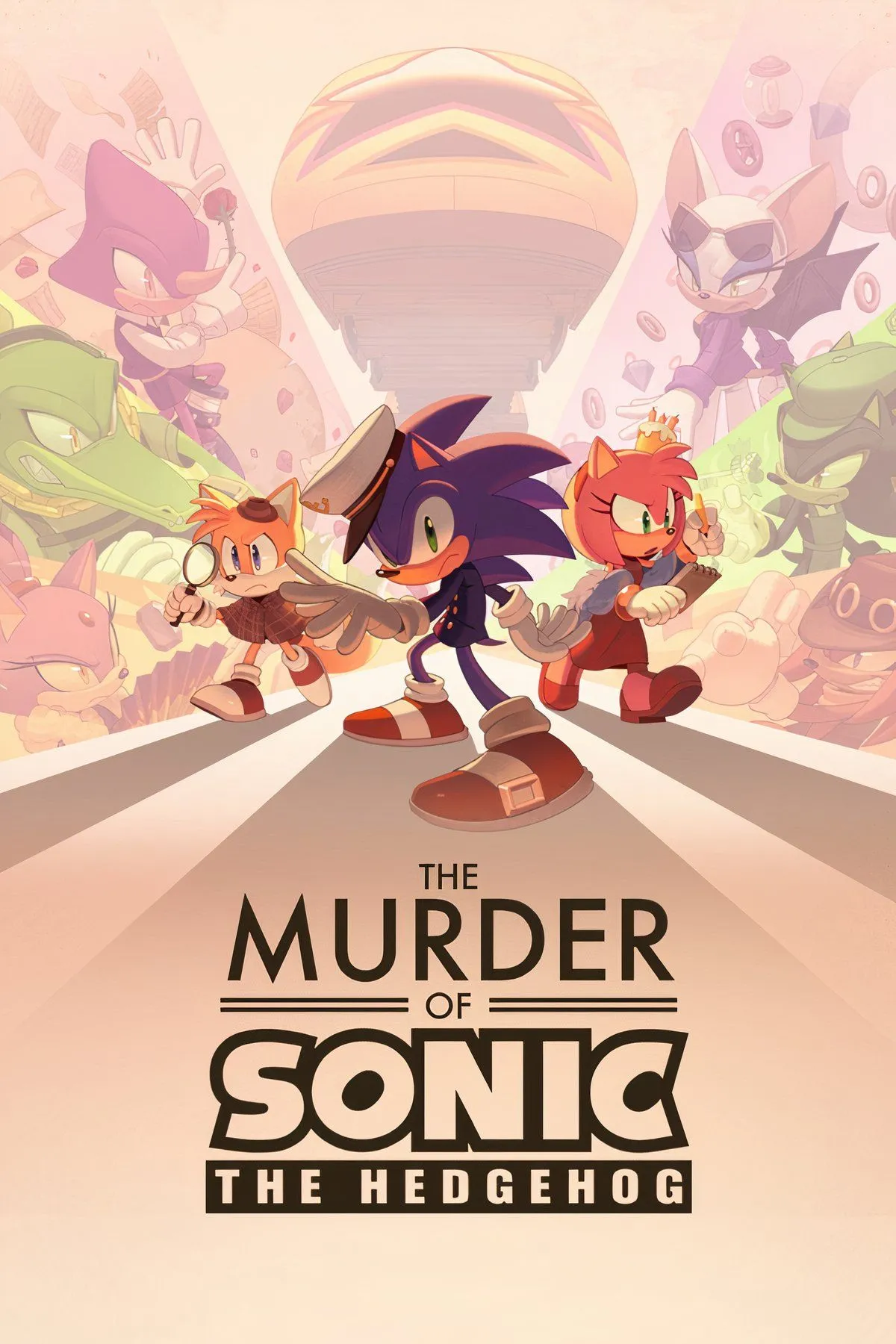 Hình ảnh The Murder of Sonic the Hedgehog với các nhân vật Sonic và Tails cùng giao diện game visual novel