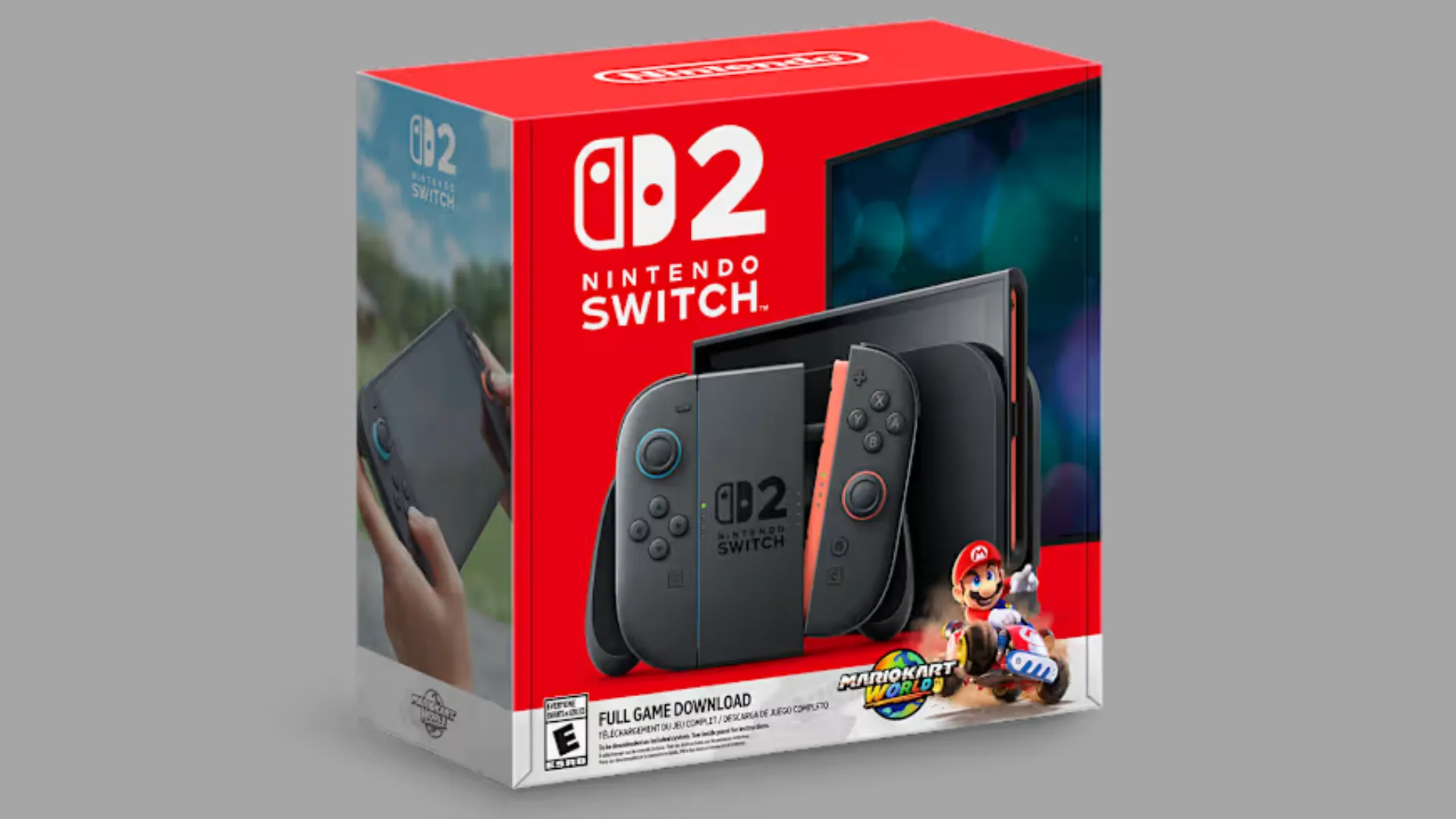 Hình ảnh tổng thể của máy chơi game Nintendo Switch 2, thể hiện thiết kế hiện đại và sự thay đổi về phân khúc giá so với các phiên bản trước.