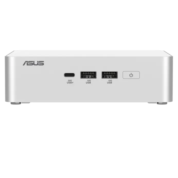 Hình ảnh tổng thể mini PC ASUS NUC 15 Pro+ nhỏ gọn, thể hiện thiết kế hiện đại và thanh lịch