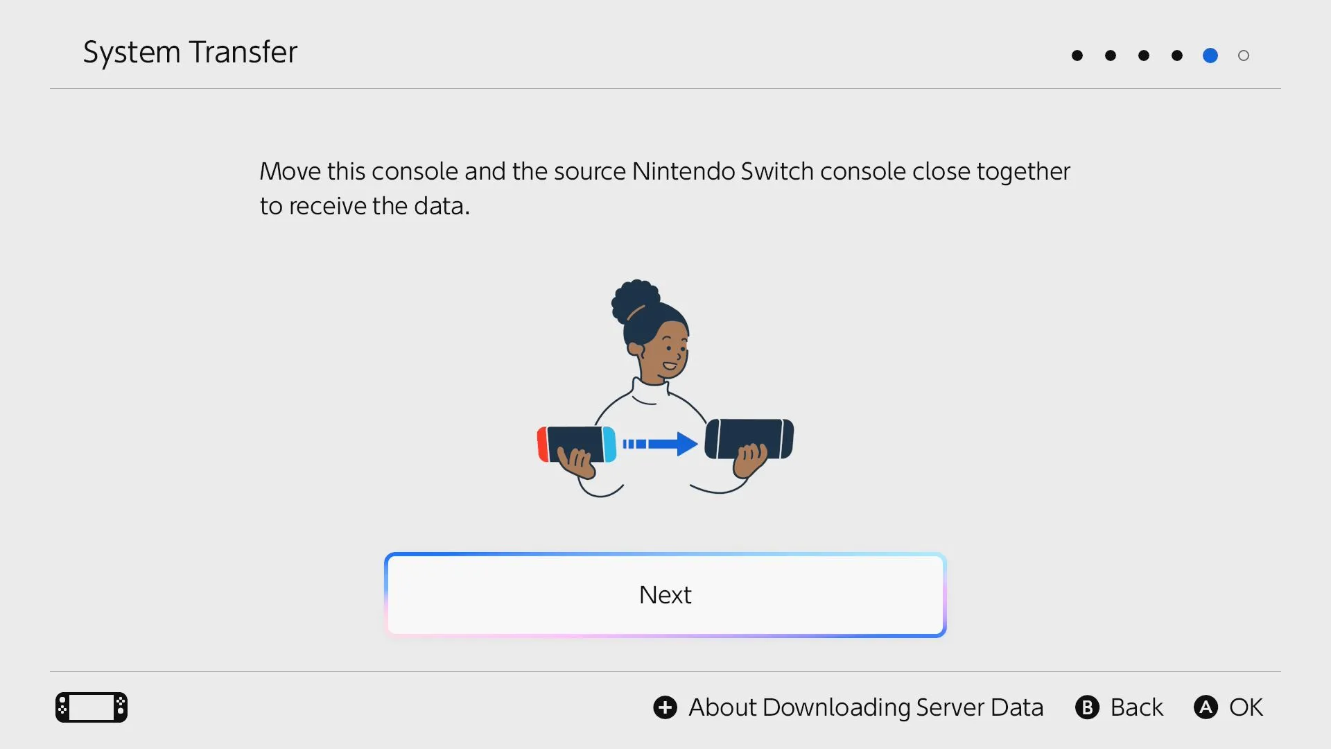 Hướng dẫn đặt hai console Nintendo Switch và Switch 2 gần nhau để bắt đầu quá trình truyền dữ liệu không dây.